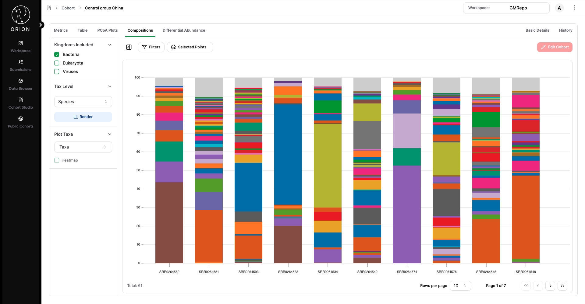 Orion Microbiome Database screenshot 3