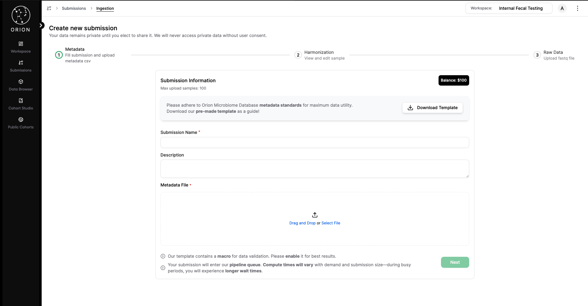 Orion Microbiome Database screenshot 4